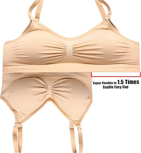HOFISH Schwangerschafts- und Still-BH (Mehrfachpack) – Nahtloses Schlaf-Bralette ohne Bügel mit zusätzlichen BH-Verlängerungen & Clips - 3