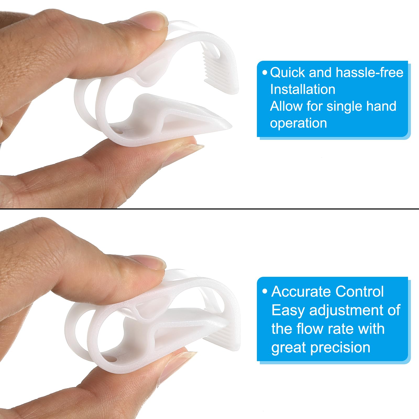 PATIKIL 2pcs Plastique Tube Tuyau Colliers 3/8" - 5/8 Tube OD Blanc | Réglable Précis Débit Contrôle Tuyau Pince Agrafe, pour Laboratoire Pincement Valve