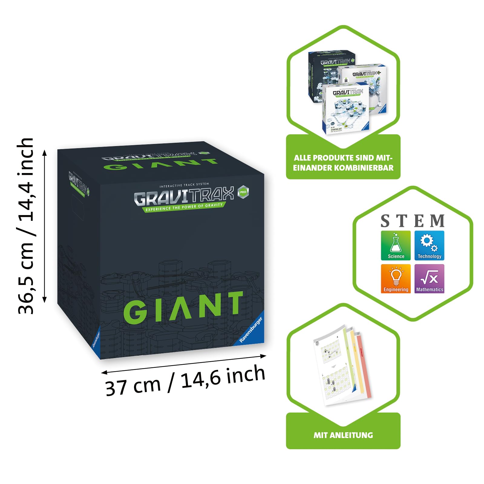 Ravensburger GraviTrax PRO Starter-Set Giant- Erweiterbare Kugelbahn für Kinder, Interaktive Murmelbahn, Lernspielzeug und Konstruktionsspielzeug ab 8 Jahren