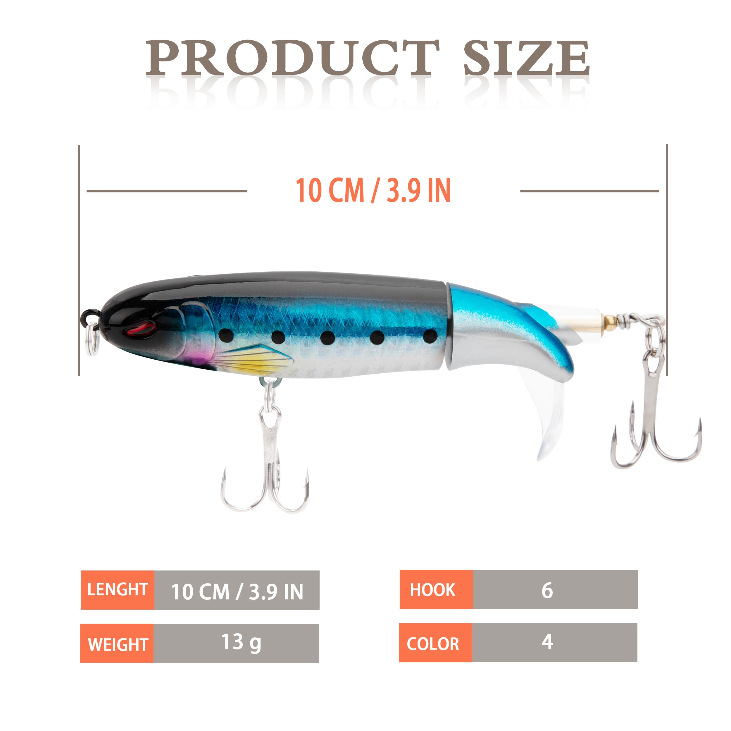 Esca da Pesca, Top Water Esche Luccio con Ganci, Spinning Esca di Simulazione 13G, Regali di Pesca per Uomini, Trota Spigola Gatto Acqua Dolce e Salata (4 Pezzi)
