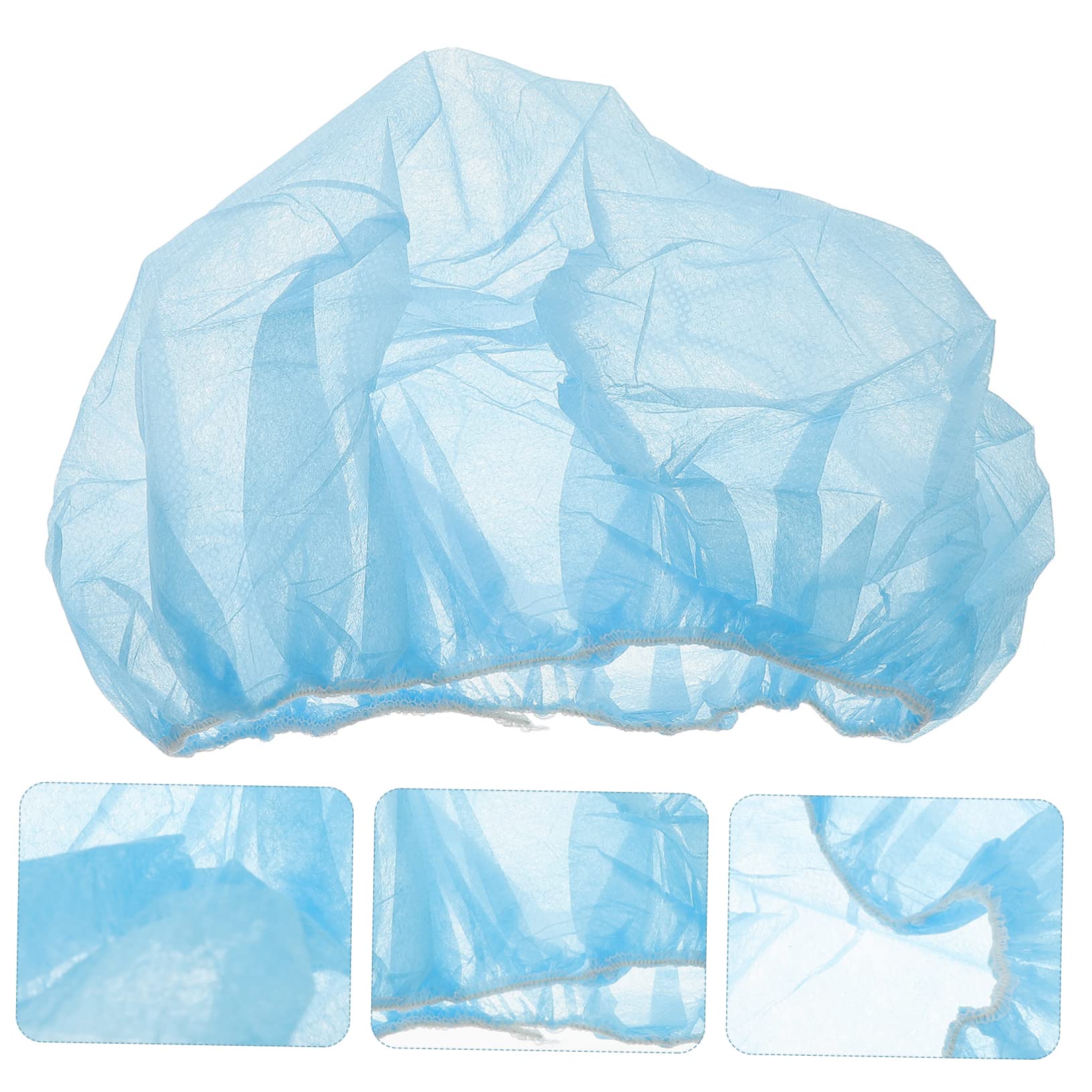 FRCOLOR Cuffie per Chioma Monouso Traspiranti Non Tessuto 100 Pezzi Cappello a Fungo Blu per Cucina e Laboratorio