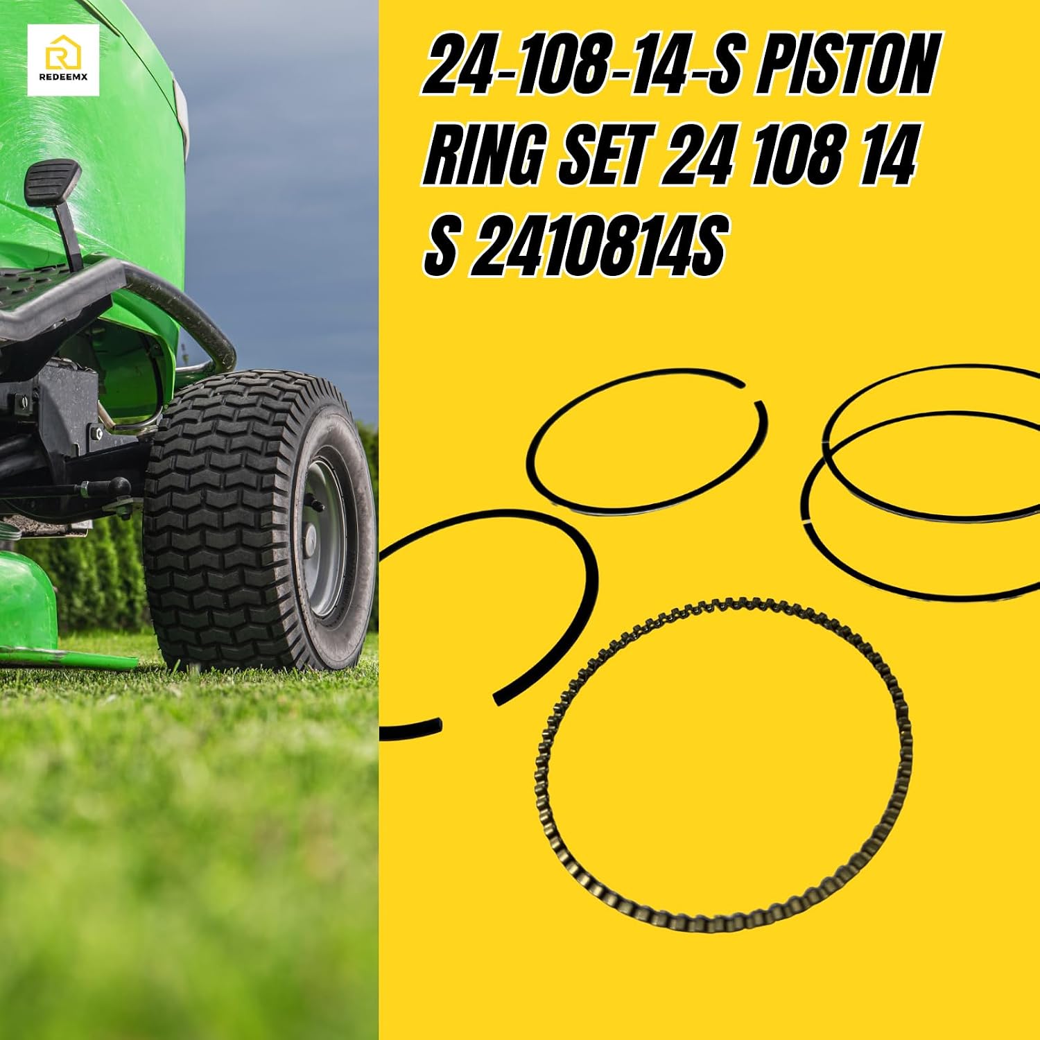 24‑108‑14‑S Piston Ring Set 24 108 14 S 2410814S Compatible with Kohler CH25 CV25 2 Packs 2 Sets of Piston Rings