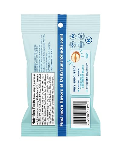 Miniatura 4 de Daily Crunch Almendras germinadas, 1.5 onzas, bolsas para llevar (germinadas originales, paquete de 8) germinadas y deshidratadas para un crujido