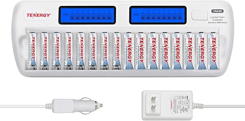 Tenergy TN438 16-bay auto-detectar AA/AAA NIMH/NICD Protección integrado IC LCD Inteligente cargador de batería