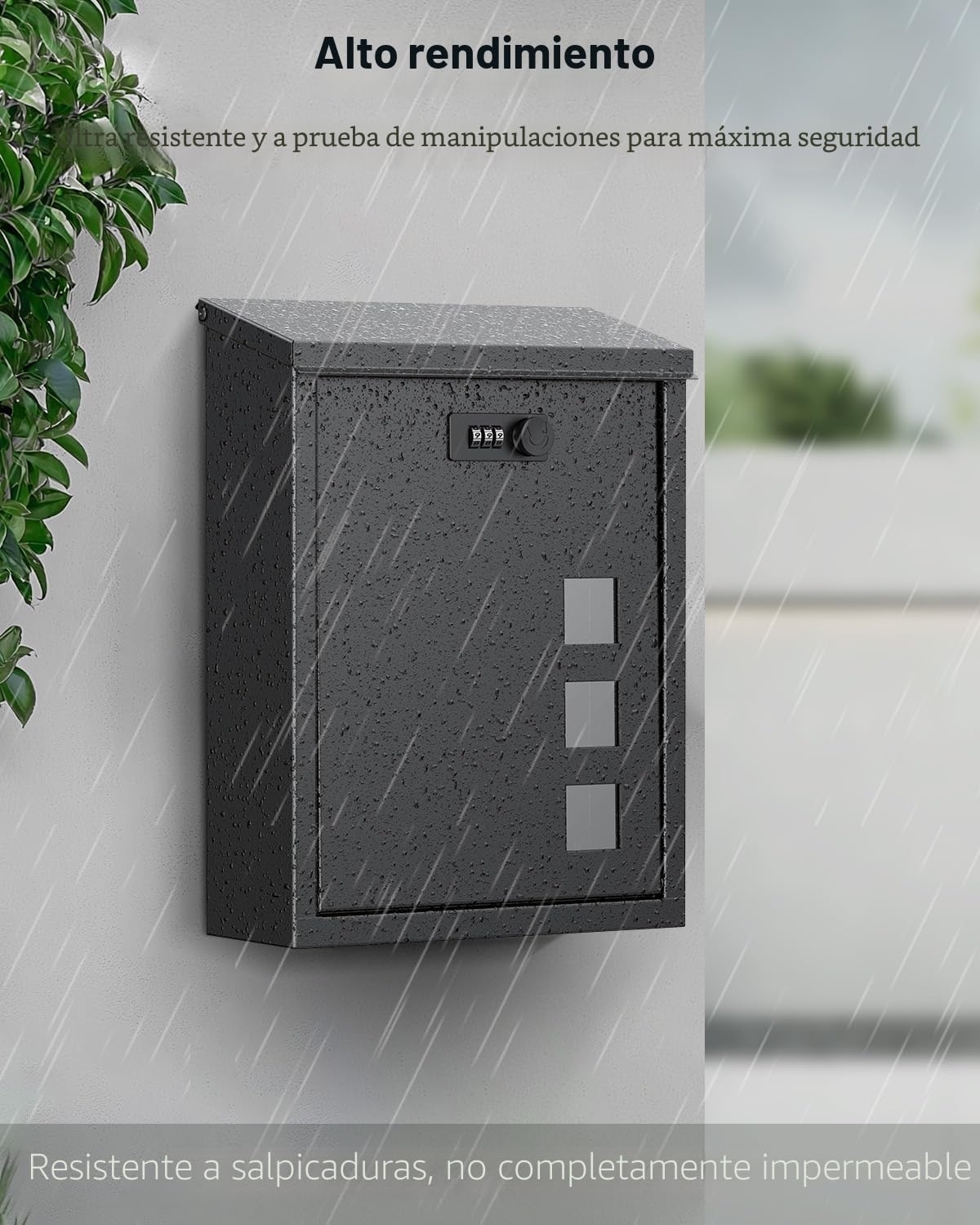 Uniclife Buzón Grande, Buzones de Montaje en Pared para Exteriores, Buzones de Correo con Cerradura de Combinación, Caja de Depósito de Llaves con Cerradura de Seguridad para Casa, Escuela, Oficina y
