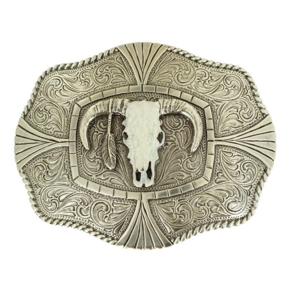 Nocona Rope Edge Steer Skull Belt Buckle