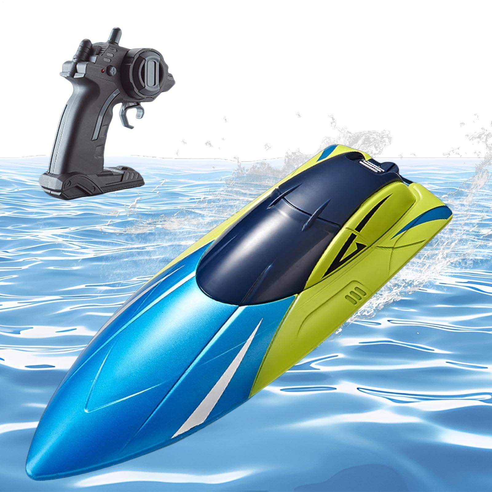 Genérico Radiocontrol para Adultos Juego Nave Alta Velocidad 15 Km/h | Alarma De Batería Baja Y Fuera De Alcance, Recargable, 100 Min De Juego, Lancha RC Rápida para Niños, Piscina, Bañera y