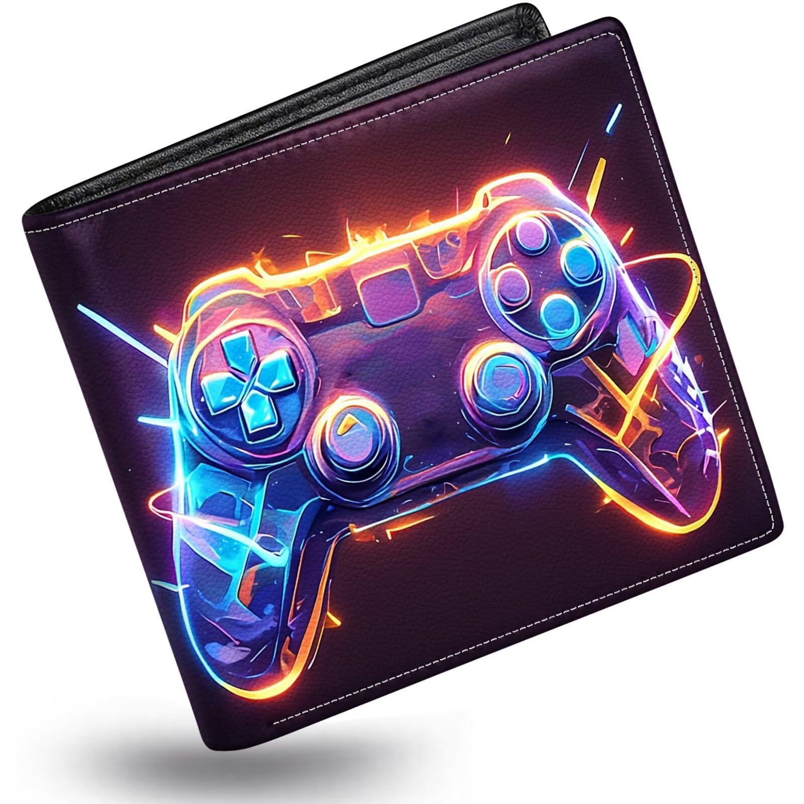 Kids Wallets for Teens, Game Boys Wallet for Kids Ages 9-12 8-12 12-14 with Card Pocket,Funny Gaming Leather Bifold Rfid Blocking Black Purse for Boy Male Youth Guys Christmas Gifts Birthday Present