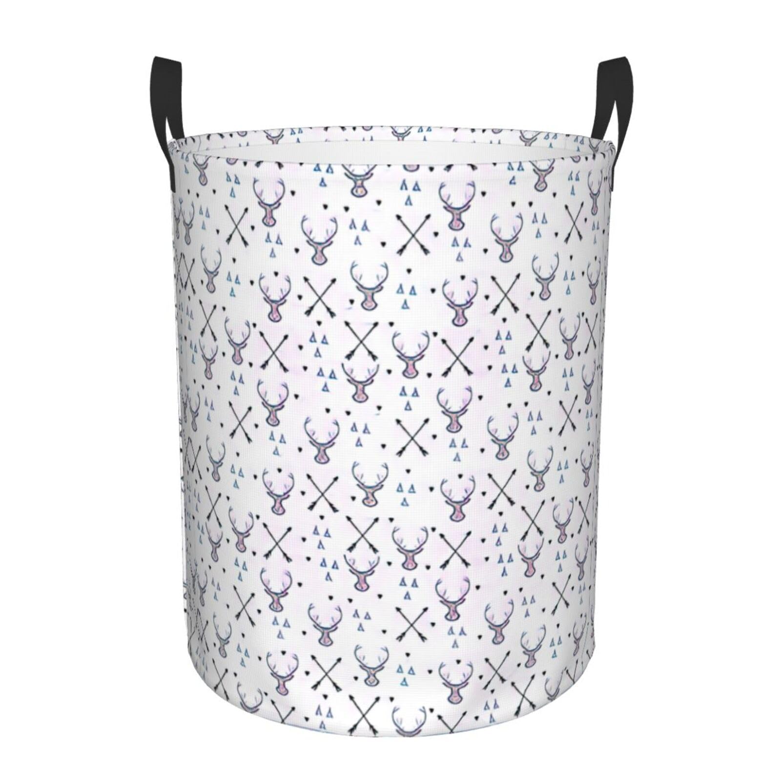 M Collapsible Round Hunting Arrows Triangles Deer Print Laundry Hamper