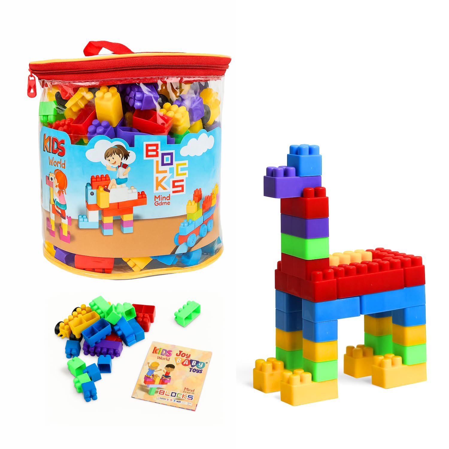 Be Bright Building Blocks Set with Storage Backpack – 200+ Colorful Pieces for Kids-image-1