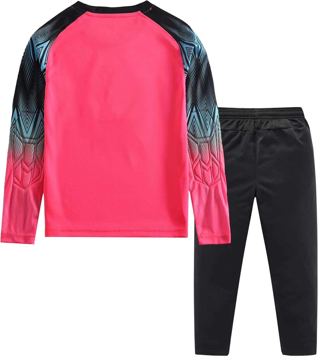 Boys Padded Goalie Soccer Jersey and Pants Long Sleeve Goalkeeper Uniform Kit for Kids and Youth
