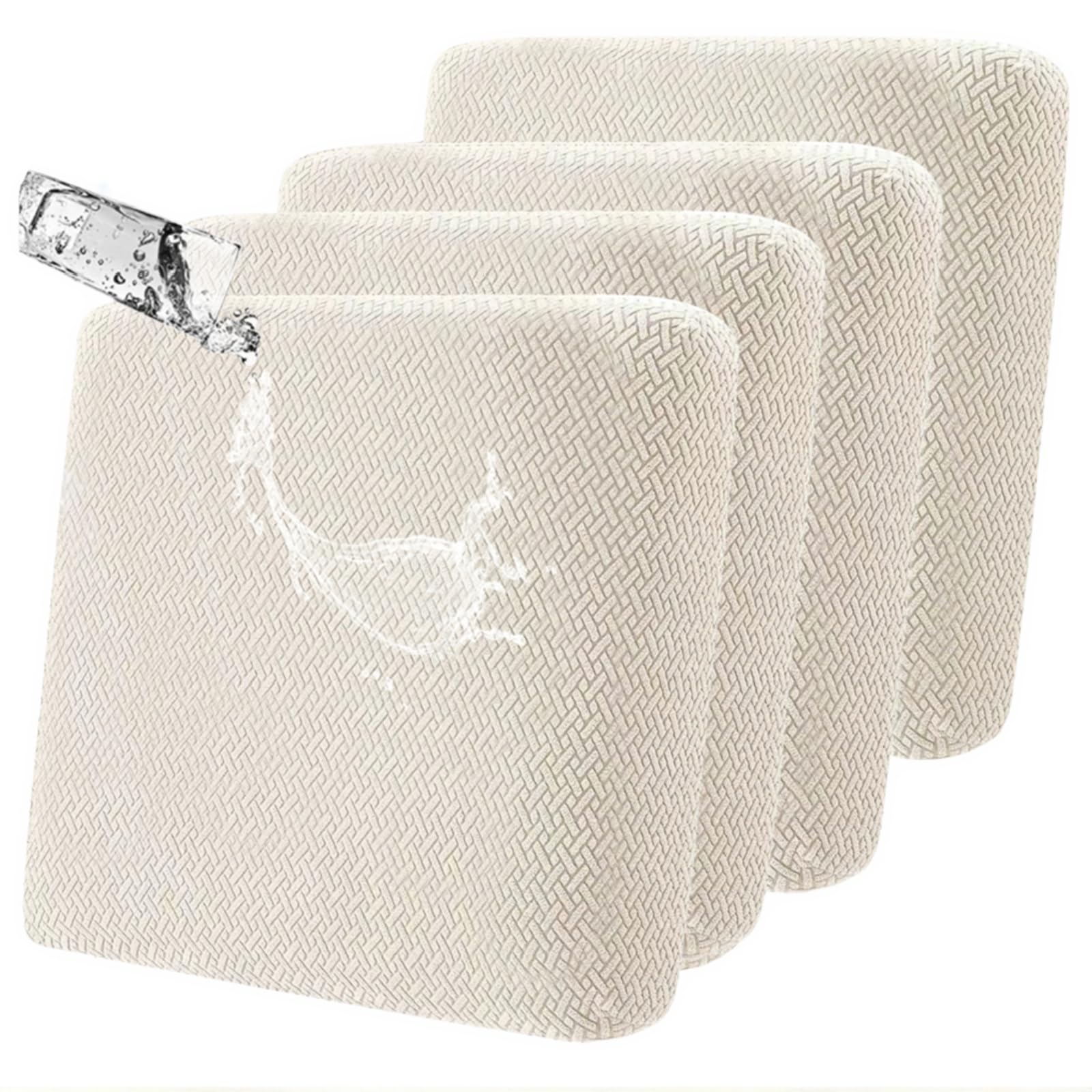 SHANNA Sofa Seat Cushion Slipcovers: 4Pcs Modern Couch Cushion Cover Waterproof Accent Patio Cushions Solid Color Couch Cushion Slipcovers Suitable for Armchair, Sofa Seat Slipcover (Beige)