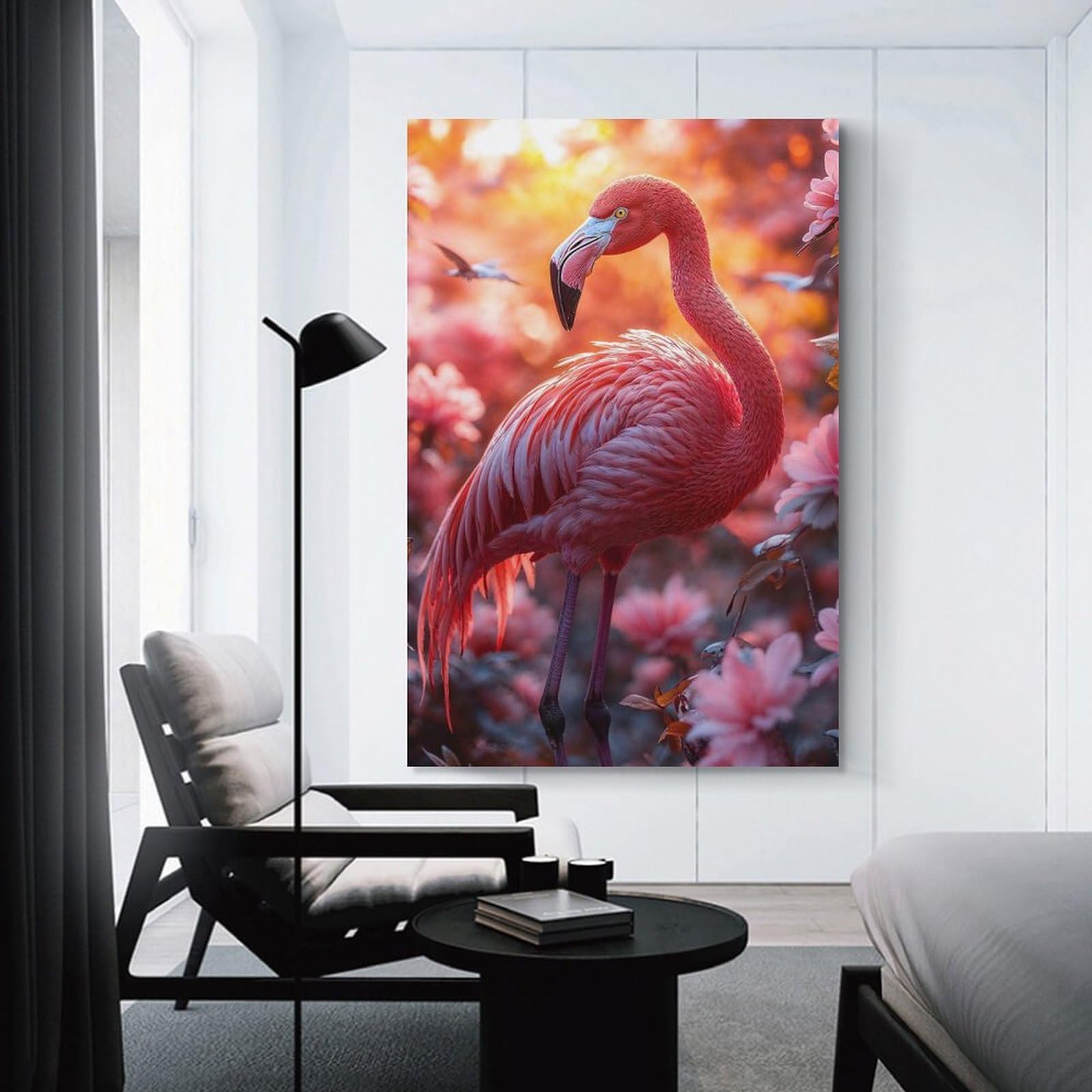 Junmoney Unframe-Style-4 Flamingo In A Floral Paradise Hanging Wall Art, 20X30inch(50X75cm), For Entrance Walls, Hall Decor Or Foyers, Wall Decor To Refresh Empty Corners