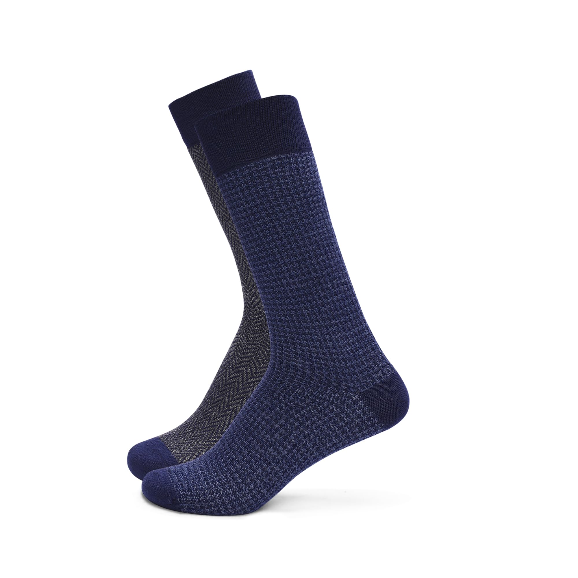 BALENZIASocksXpress Men’s Luxury Houndstooth & Herringbone Crew Socks | Pack of 2