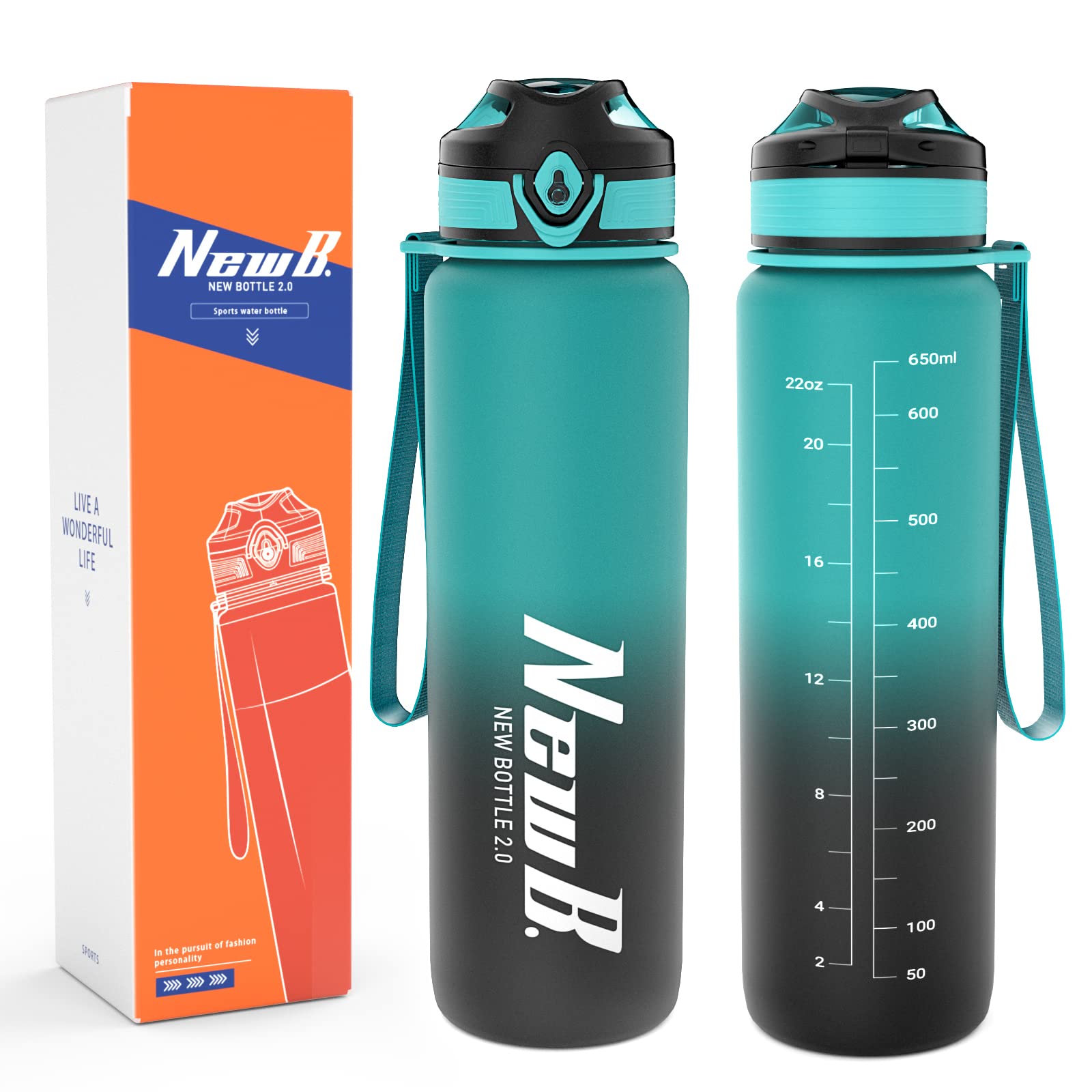 Pluralla One Touch Sport Water Bottle (Pack of 1) with Carry Handle, Leak Proof, Flip Top Lid, BPA Free, Tritan Material Water Bottle, Ideal Gift for