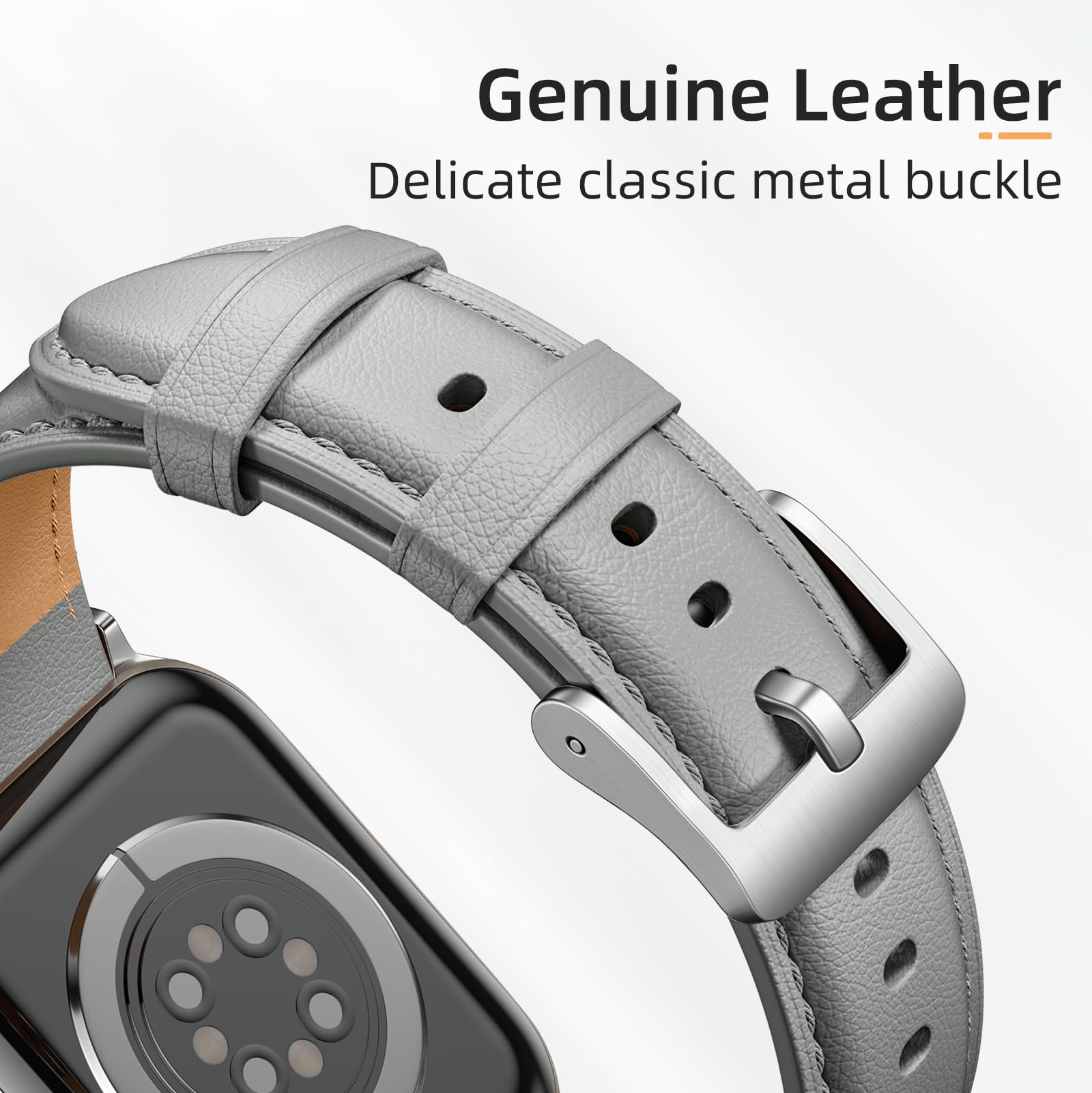 Laffav Skórzany pasek kompatybilny z Apple Watch 38 mm, 40 mm, 41 mm, 42 mm, 44 mm, 45 mm, 49 mm, dla kobiet i mężczyzn, klasyczny pasek zastępczy do Apple Watch iWatch serii 9, 8, 7, 6, 5, 4, 3, 2,