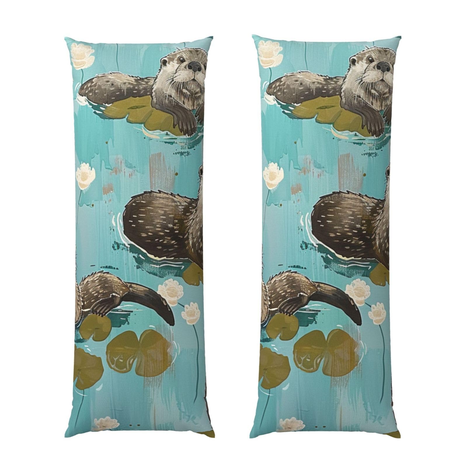 Body Pillow Cover 20x54 Inch, Otters Print Long Lumbar Pillow Case with Zipper Long Body Pillowcase Decorative for Bed Sofa Bedroom