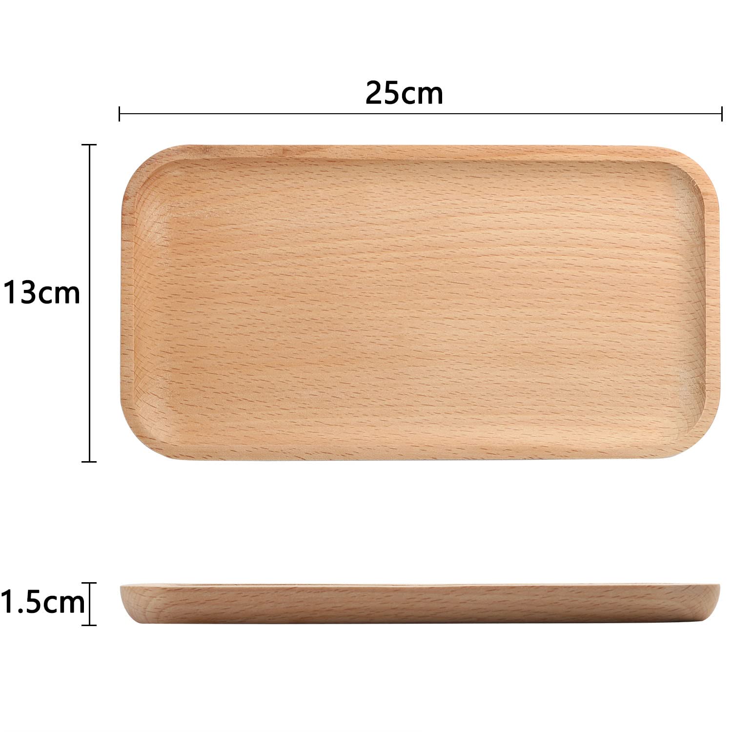 zeeooil Lot de 3 plateaux de service rectangulaires en bois massif naturel pour légumes, fruits, charcuterie, sushis et collations - 24 cm