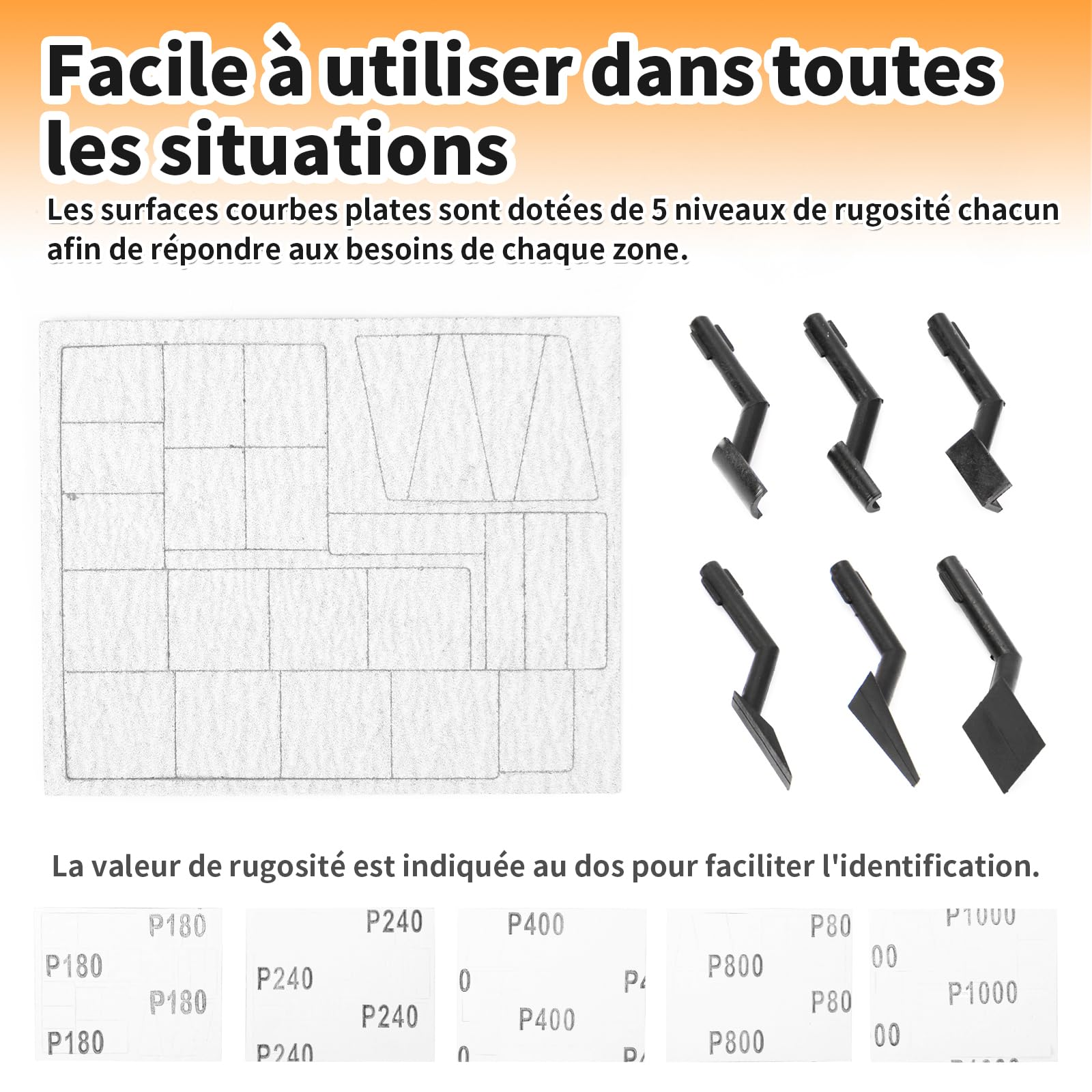 Ponceuse à mouvement alternatif,vitesse variable et recharge USB avec éclairage LED,ponceuse stylo avec 6 têtes de ponçage,idéale pour le ponçage,le polissage (Bleu)