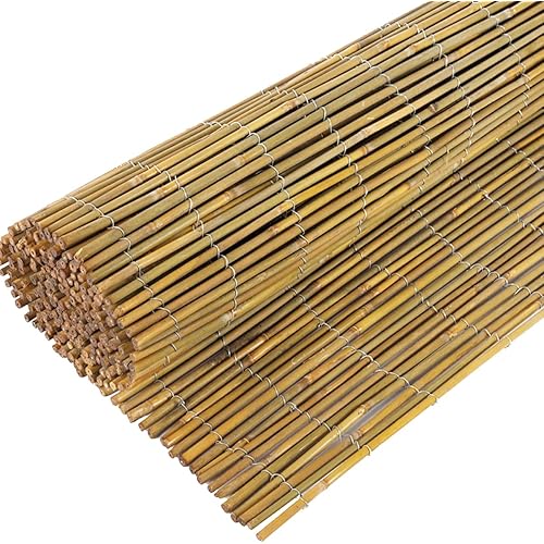 6ft x 8ft x 0.4" D Natural Bamboo Fence, Outdoor Rolled Bamboo Fencing, Decorative Bamboo Privacy Screen for Garden Backyard Balcony