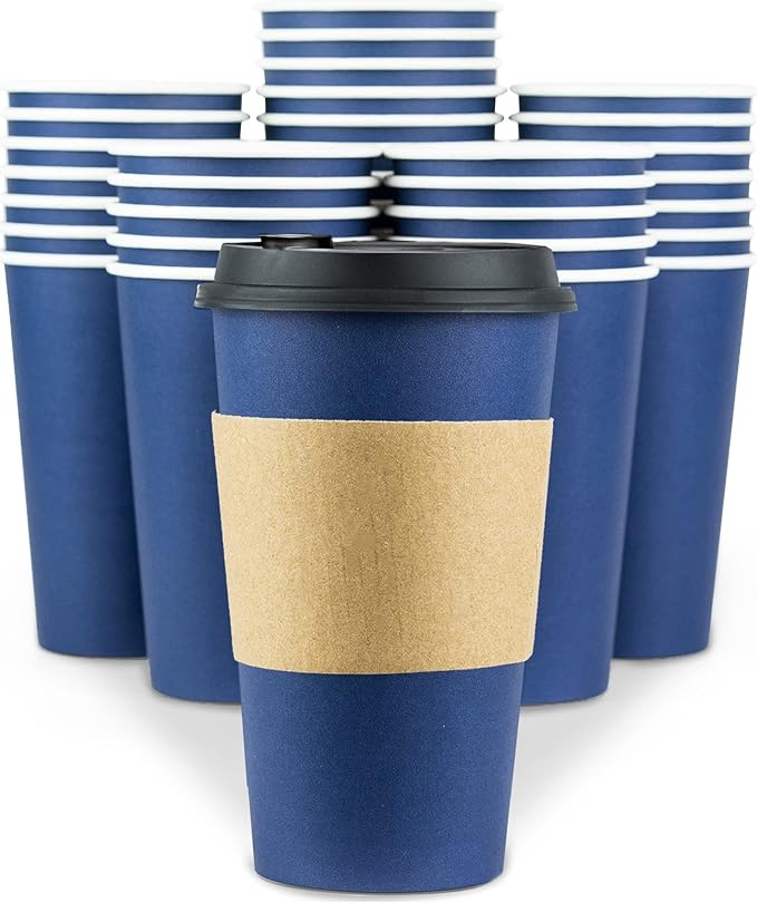 Disposable Coffee Cups With Lids 16 oz To Go Coffee Cups