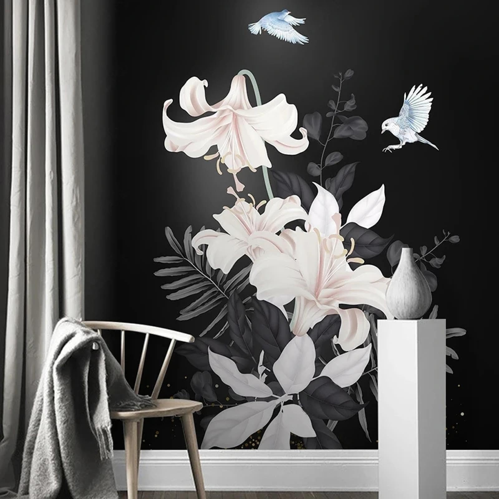 Papier peint fleurs de lys et oiseaux créez une ambiance nature chic dans votre chambre
