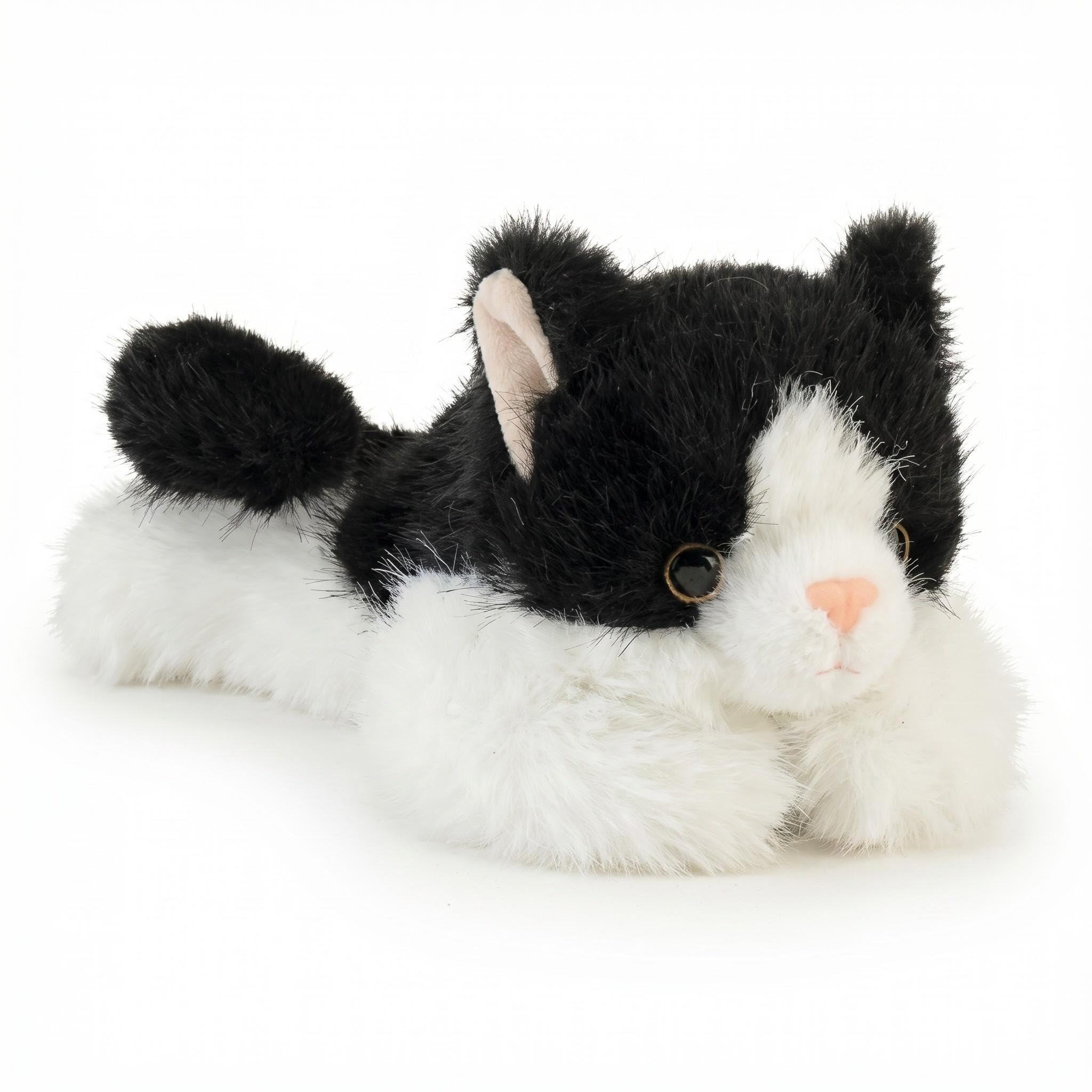 Satiskid 1 Piece Black and White Cat Plush, 7.1 Inch Soft Stuffed Animal Toy, Cute Cat Teddy for Cuddling and Home Decor, Black Cat Plushie for Cat Lovers