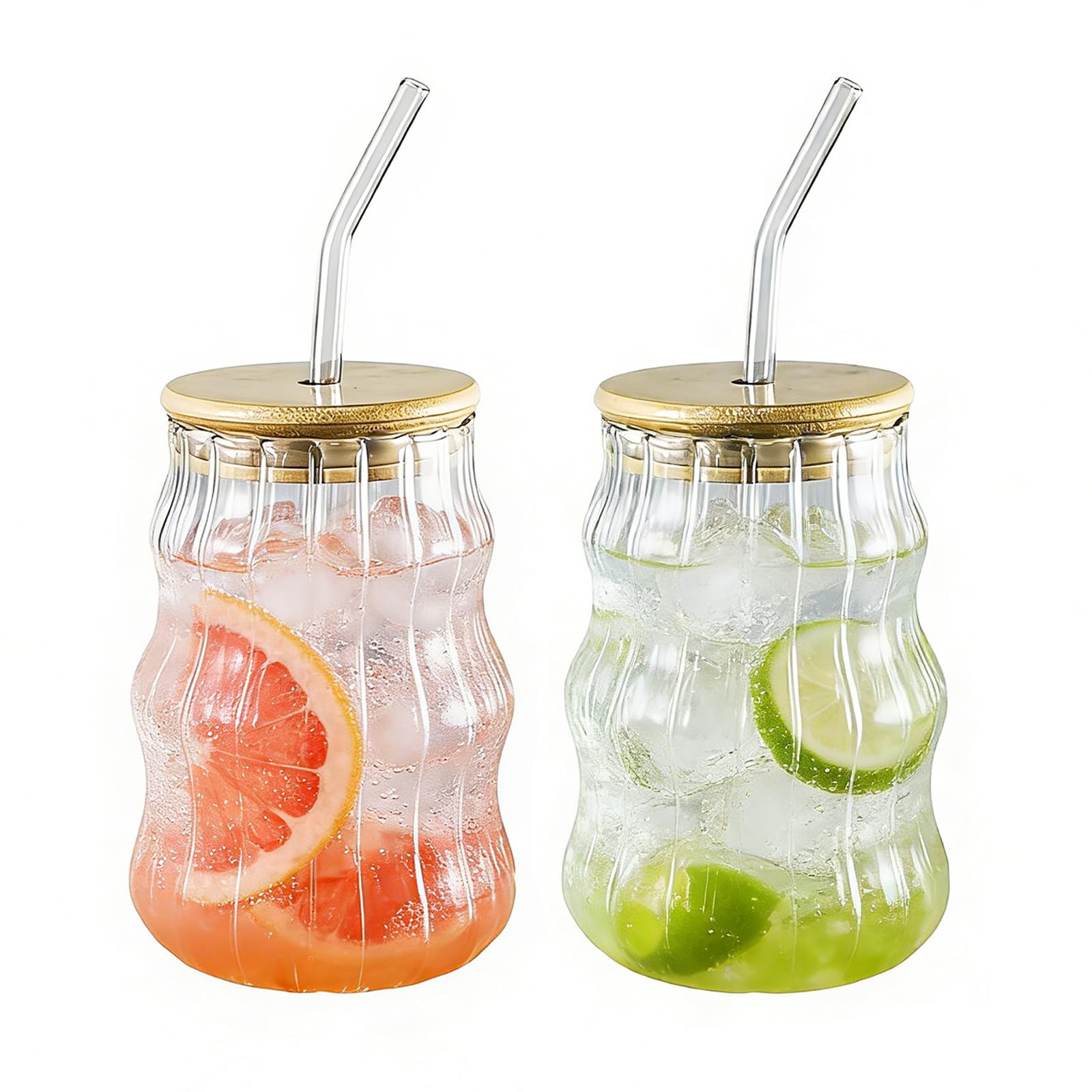 Verre à café glacé transparent côtelé pour vos smoothies