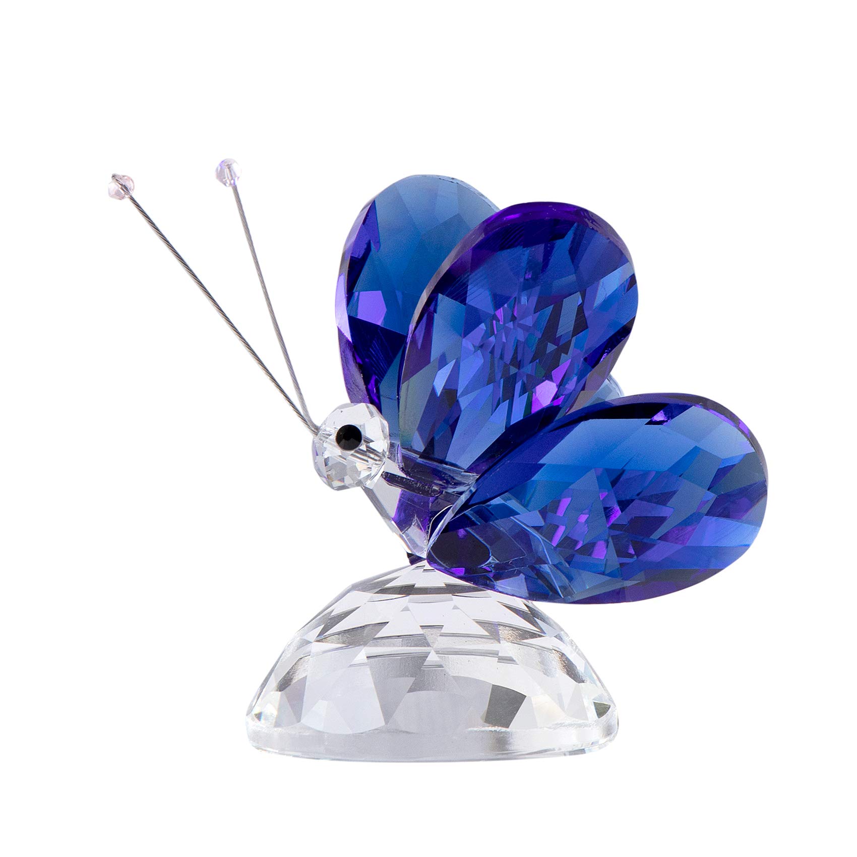 Dytartzx Crystal Purple Collectible Butterfly Statue，Gift for Butterfly Lover，Crystal Butterfly Figurine for Home Office Decor (Blue)