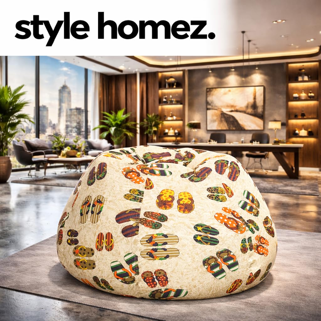 Style Homez Classic Premium Cotton Canvas Abstract Printed Bean Bag XL Size Cover Only 1