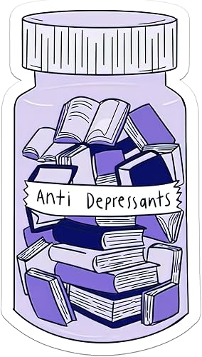 Milleyz - Calcomanías antidepresivos de libro, calcomanías para amantes de los libros, calcomanías bonitas, calcomanías de libro, calcomanías de
