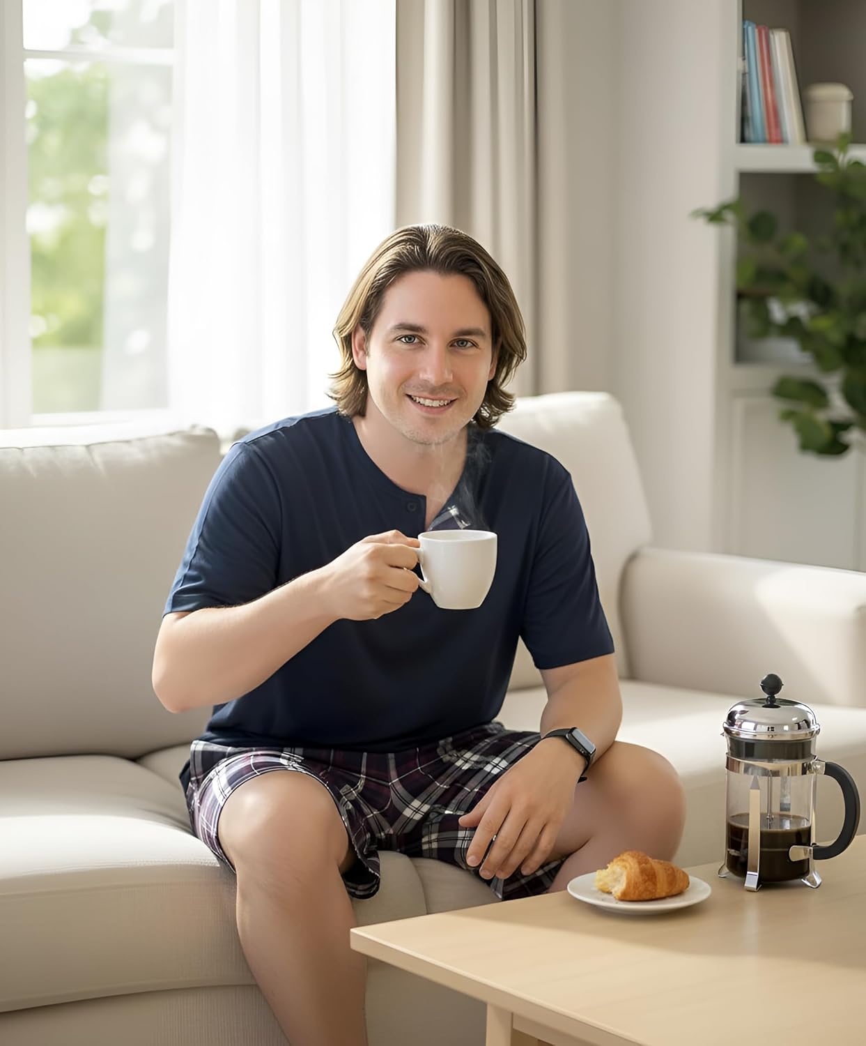 ZEPHYRA Men's Bamboo Viscose Sleep Set. Super Soft Breathable Cooling Sleepwear (S-XXL)