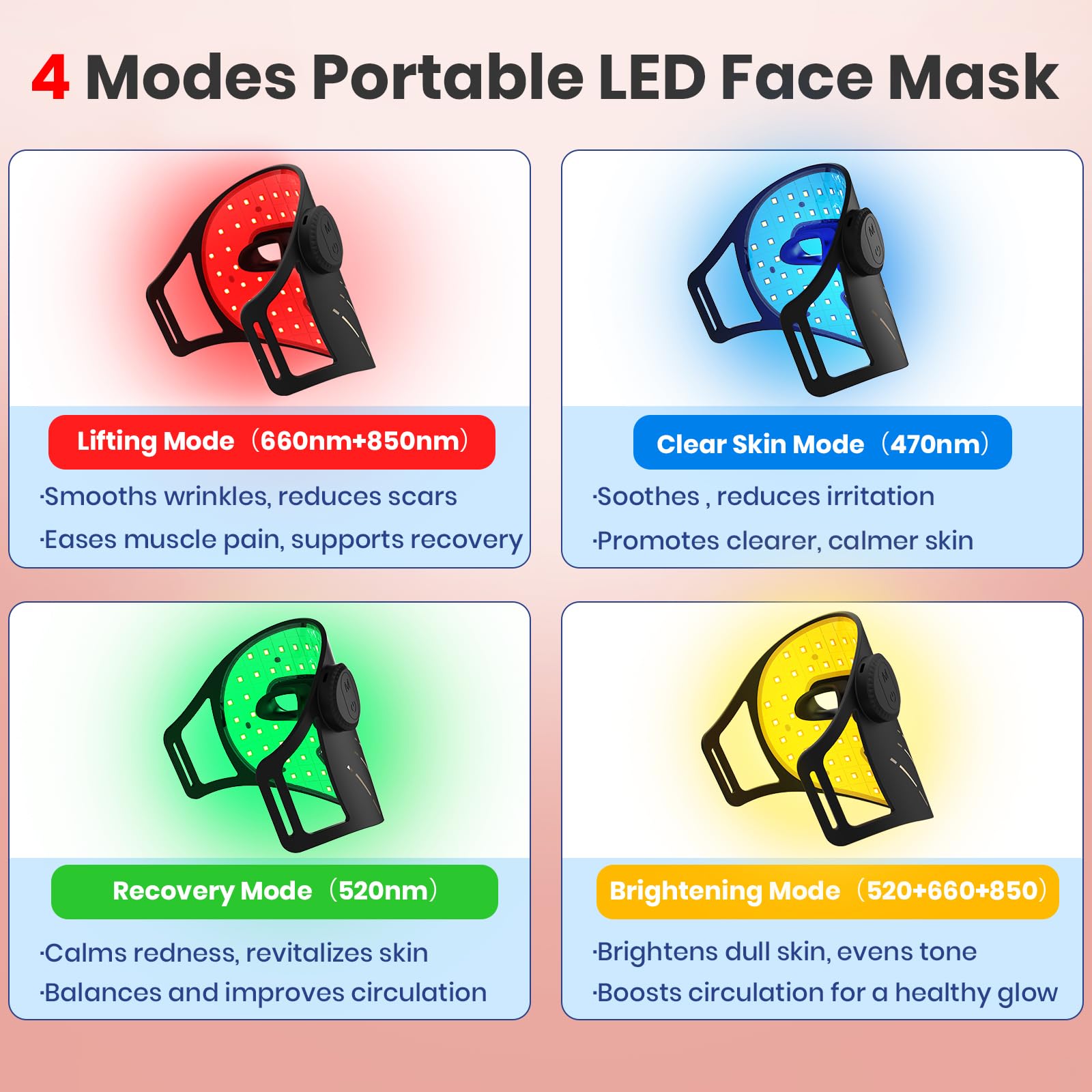 Amazon.com: Red Light Therapy for Face,4 Modes Portable LED Face