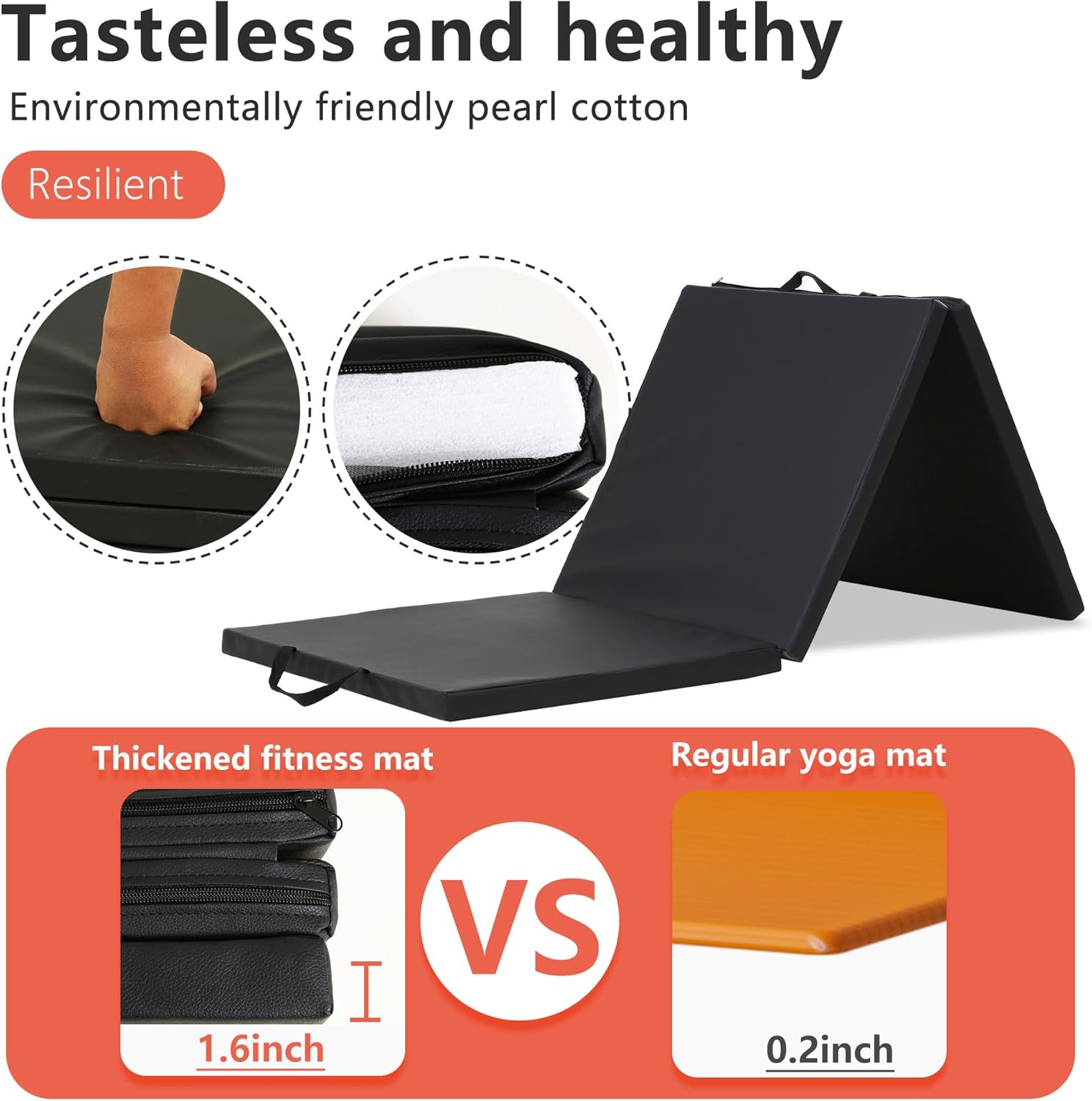PayLessHere Gymnastics Mat - Folding Gymnastic Mat for Tumbling, Stretching, Yoga & Arts - Thick PU Leather - Indoor/Outdoor