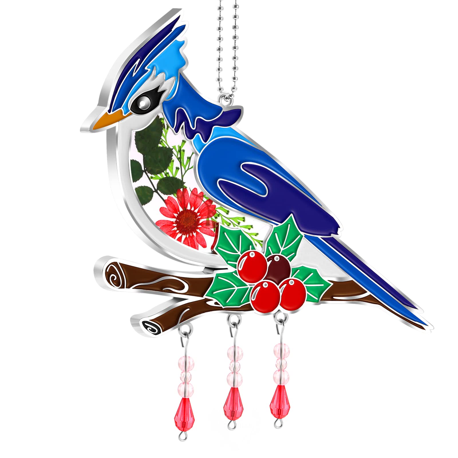 KY&BOSAM Suncatcher Bluebird, DIY Mother`s Day Nana Gifts, Stained Glass Sun Catcher Hanging Wind Chime Ornament for Window Gift Mom Mother`s Day, Valentine’s,Birthday