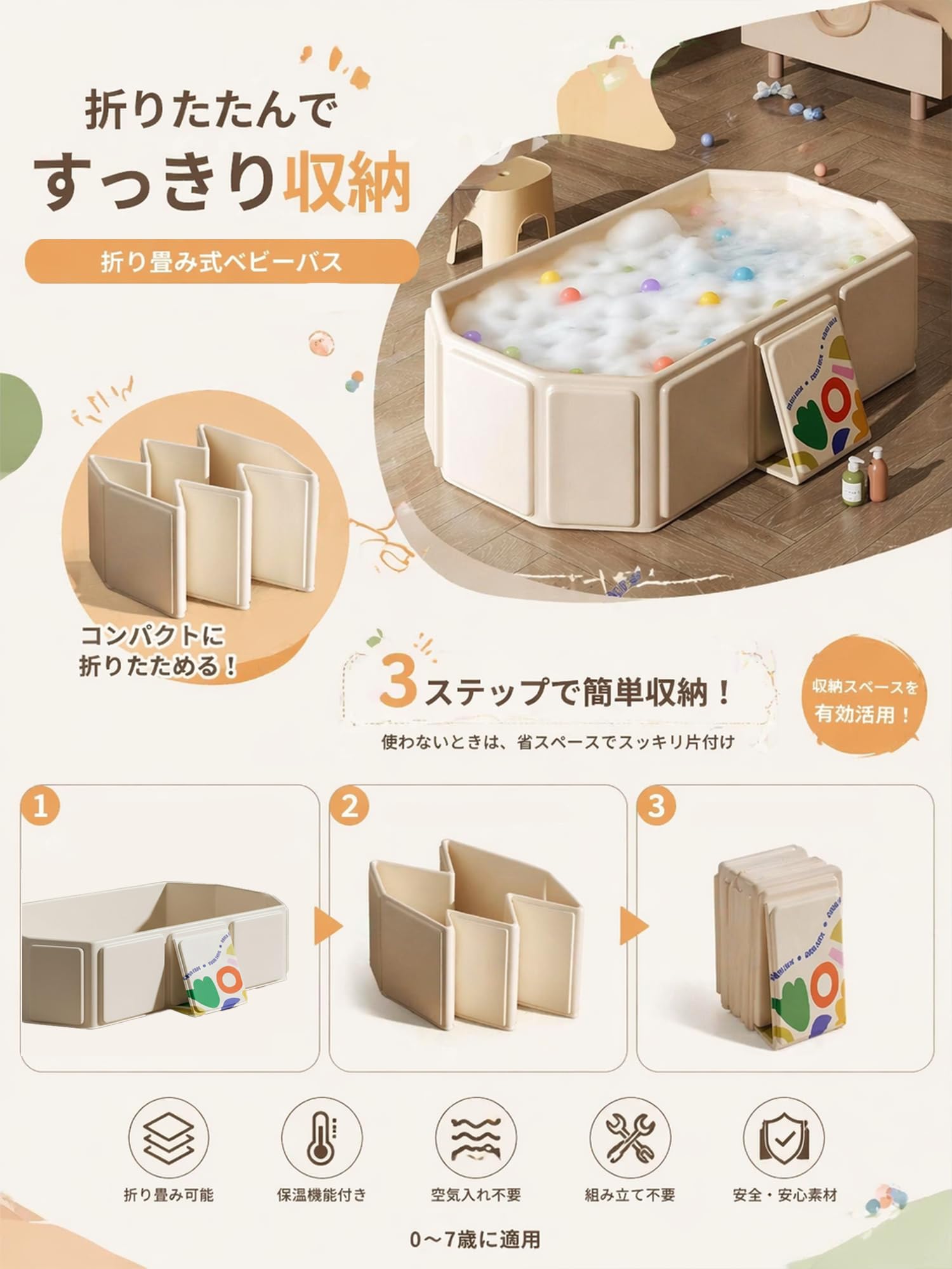 Amazon.co.jp: ベビーバス 折り畳み ポータブル バスタブ 沐浴 ベビー