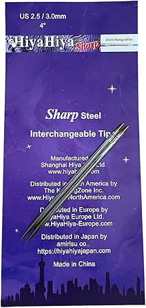 HiyaHiya 4-Inch Interchangeable Knitting Needle Tips - US Size 2 (2.75mm) Sharp Steel