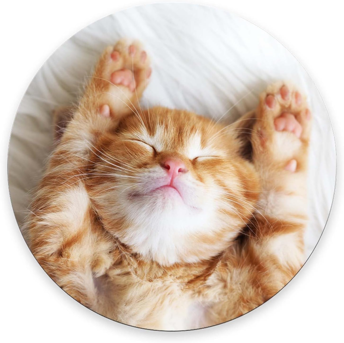 Mouse Pad, Cute Little Kitten Sleeps Mouse Pad, Round Cute Gaming Cloth Mousepad for Office Laptop, Non-Slip Rubber Personalized Computer Desk Mouse Pads for Wireless Mouse 7.9×7.9×0.12 inches