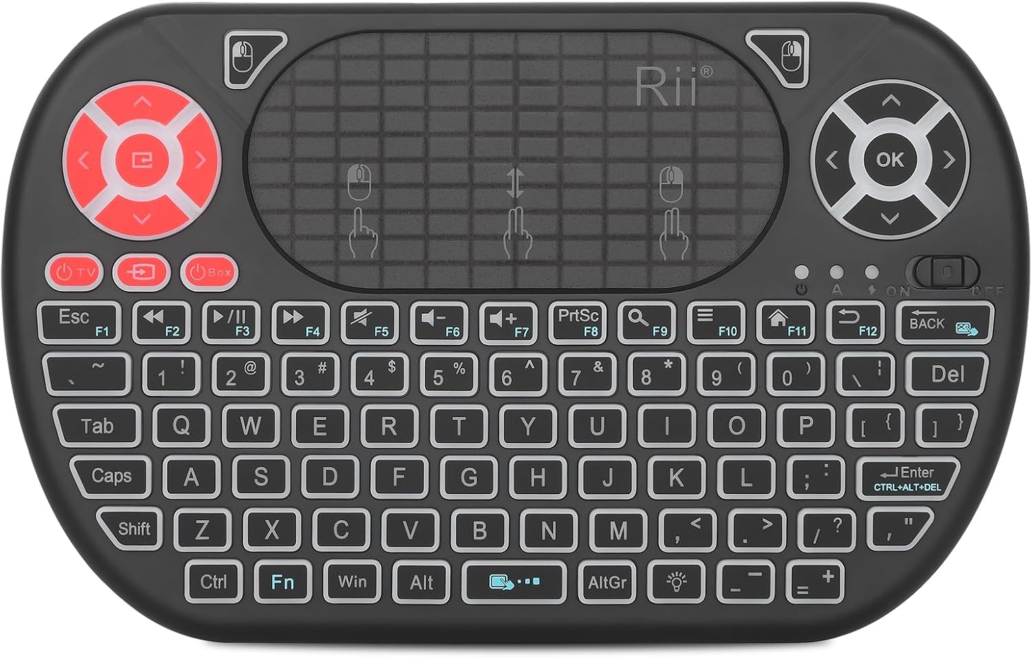 Rii Backlight Mini Wireless Keyboard Touchpad Mouse Combo with IR Learning,2.4G Rechargable Li-ion Battery Portable Keyboard for Android TV Box, Smart TV,PC, Android Windows Linux MacOS Rii Backlight Mini Wireless Keyboard Touchpad Mouse Combo with IR Learning,2.4G Rechargable Li-ion Battery Portable Keyboard for Android TV Box, Smart TV,PC, Android Windows Linux MacOS