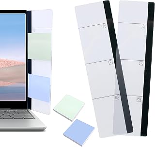 4 Stück Schreibtischzubehör: 2 magnetische Notizhalter für Computerbildschirm und 2 Packungen Haftnotizen, ideal für Büro, Memoboard und Bürobedarf für alle