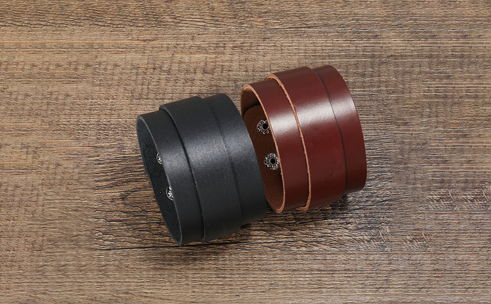 Pulsera de cuero trenzado ancha estilo punk rock miniatura 7