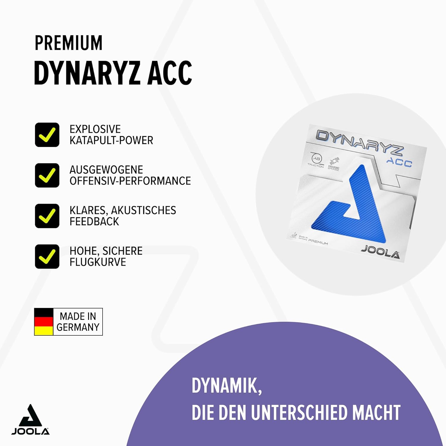 JOOLA TGRUB021 Table Tennis Rubber, Soft Back, Spin, Speed Grip, Response Performance, Resilience Power, Rotation, Dynalize, Acc