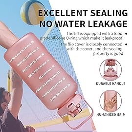 ST-YIBEN 128oz Large Motivational Water Bottle with Time Marker,Leakproof & BPA Free 1/One Gallon Big Pink Water Bottle with Straw & Handle Tritan Water Jug for Women Men to Fitness,Gym,Sports