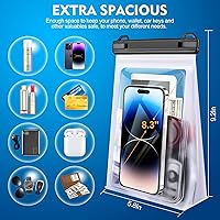 Vista 2 de Bolsa impermeable grande para teléfono [con tira de sellado], bolsa seca para teléfono celular para iPhone 17, 16, 15, 14 Pro Max, Galaxy S25, S24