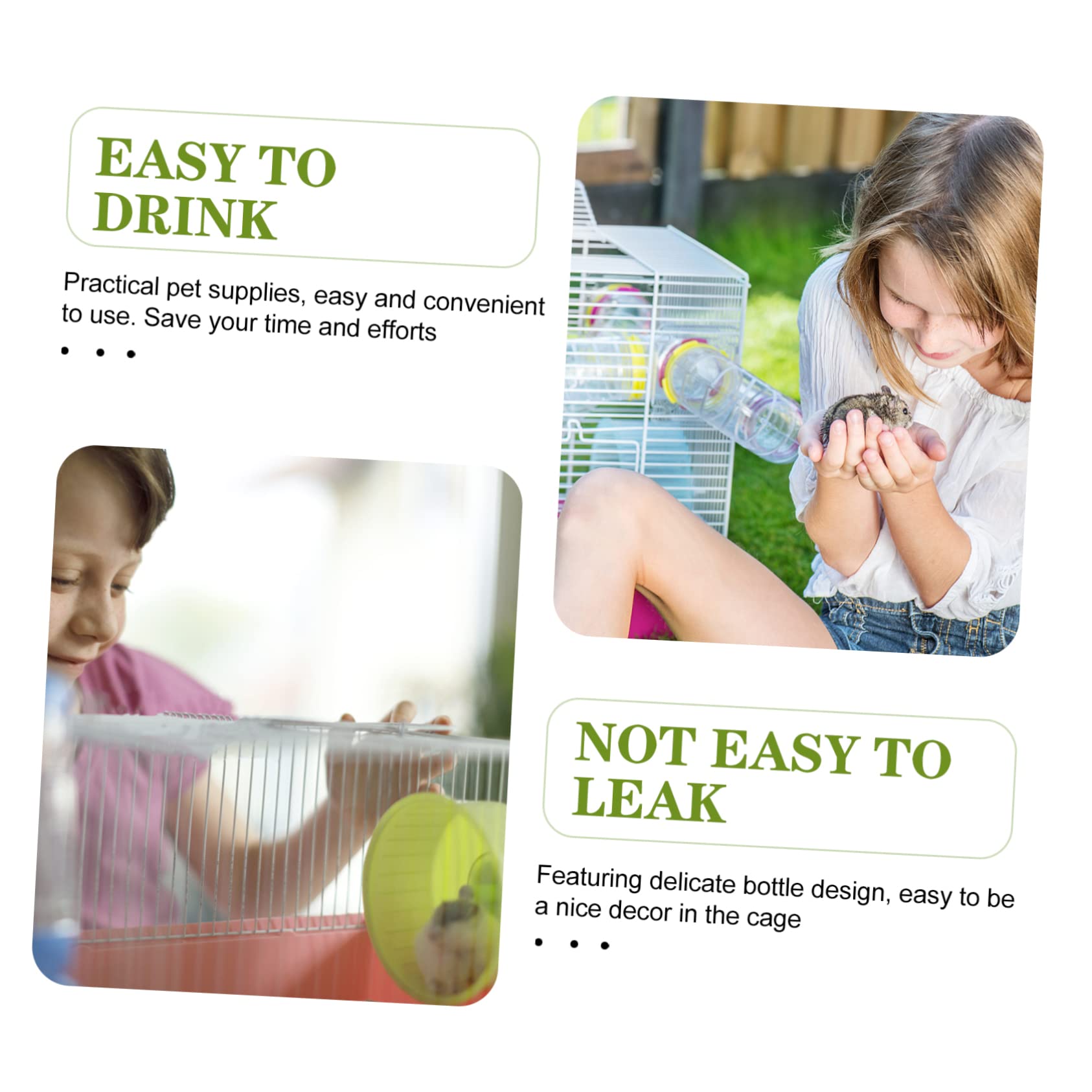 BESTonZON Automatic Water Bottle Hamsters Drinking Water Bottle Holder Hamster Feeders Accessory Chinchilla Drinker Hamster Bottle Stand Small Leakproof Insulated Hamster Waterer Glass Green