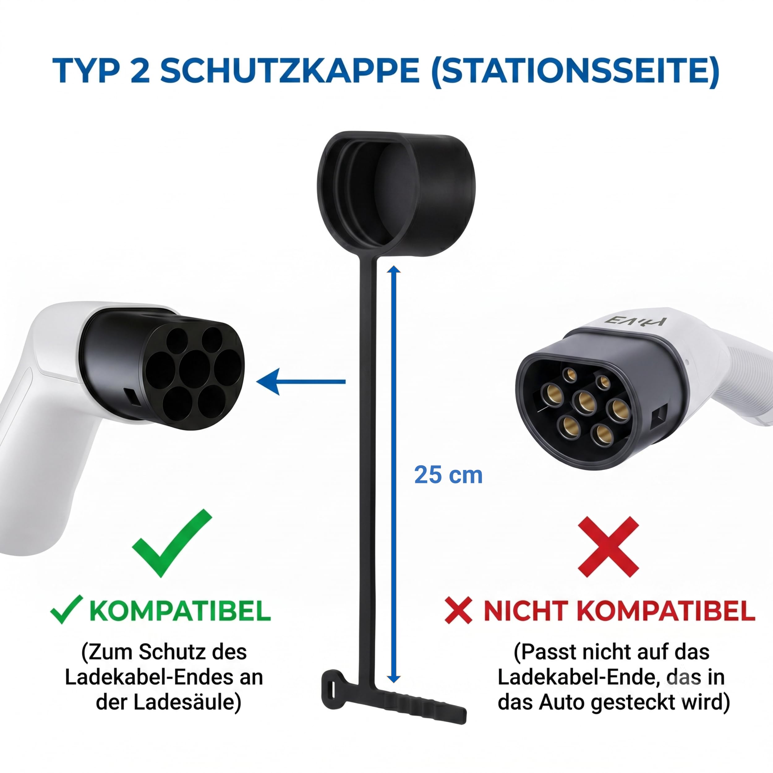 osłona chroniąca kabel do ładowania typ 2 strona stacji - ochrona przed kurzem i uszkodzeniami - uniwersalne pasowanie - osłona chroniąca wtyk EV typ 2 - osłona wtyku typ 2