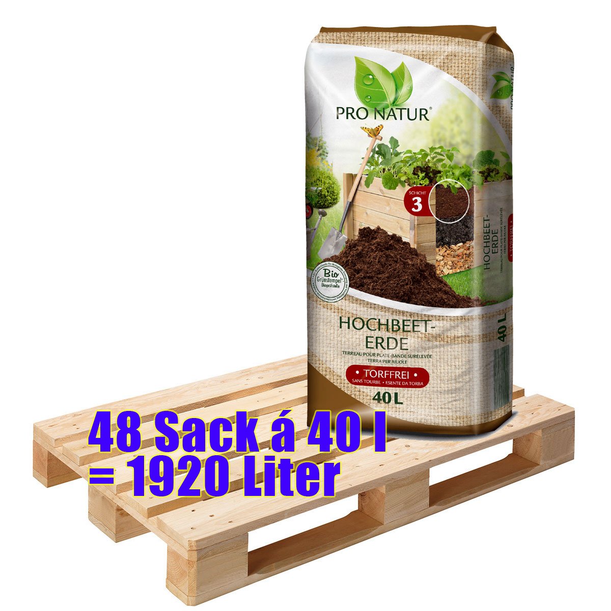 Bio Hochbeet-Erde ProNatur 48x 40 l = 1920 Liter