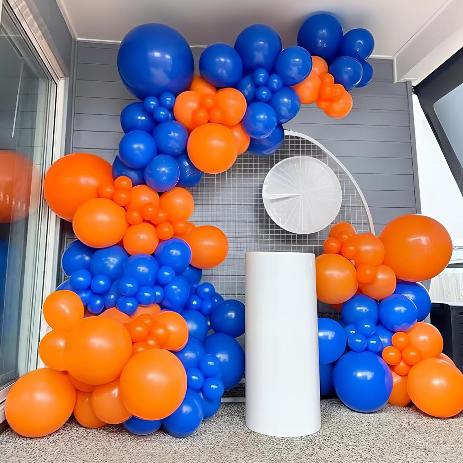 HILAVO Luftballon Girlande Blau Orange Schwarz 112 Stück Metallic Dunkel Blaue Orange Latex Helium Ballons Girlande für Jungen Geburtstag Babyparty Engagement Abschlussfeier Basketball Party Deko