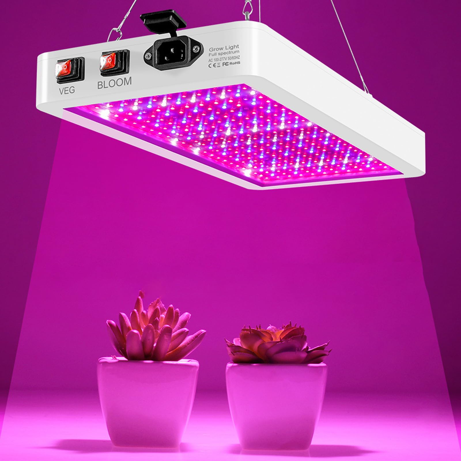 Pflanzenlampe LED Vollspektrum - 2000W 312 LED Grow Lampe Vollspektrum mit Veg/Bloom Doppelschaltern, UV Lampe Pflanzen Grow Light, Hängende Wachstumslampen für Pflanzen, Gewächshaus, Gemüse & Blumen
