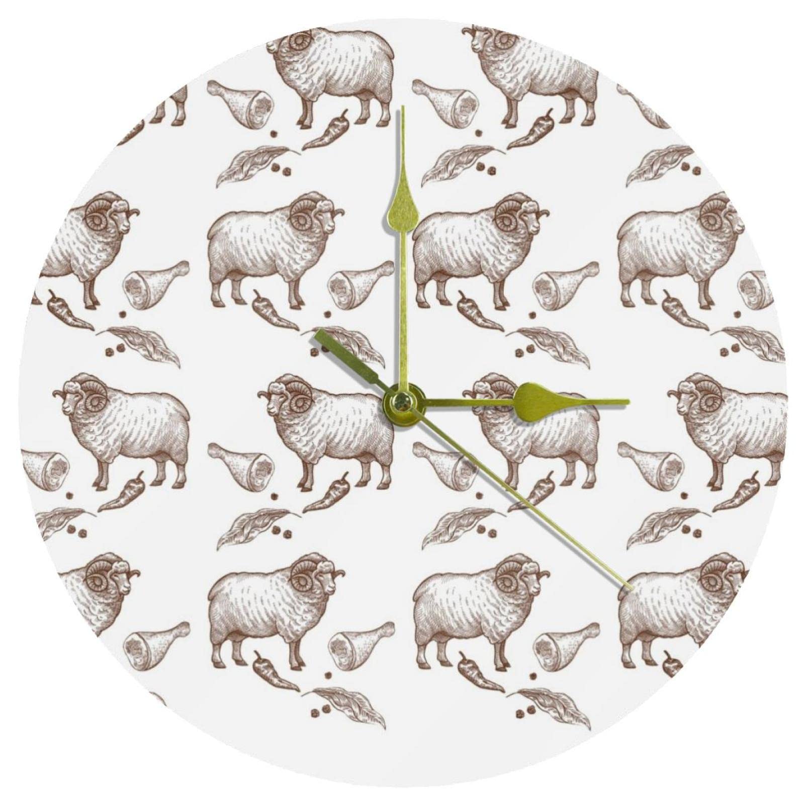 Horloge murale mouton sans bruit en acrylique pour un sommeil paisible à la maison